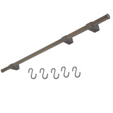 Kit barre de crédence composé d'1 barre, de 3 supports design, de 2 embouts et de 5 crochets - L. 120cm