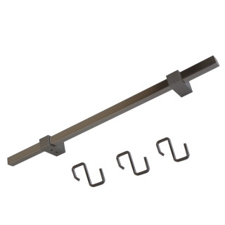 Kit barre de crédence carrée avec 3 crochets - L. 60cm - finition inox brossé