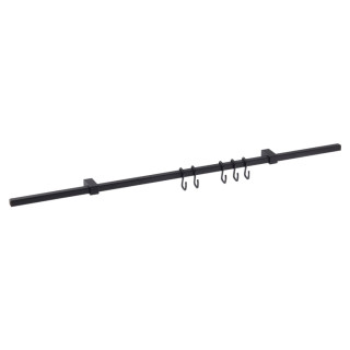Kit barre de crédence carrée avec 5 crochets - L. 90cm - finition noir mat