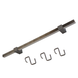 Kit barre de crédence carrée avec 3 crochets - L. 60cm - finition chrome