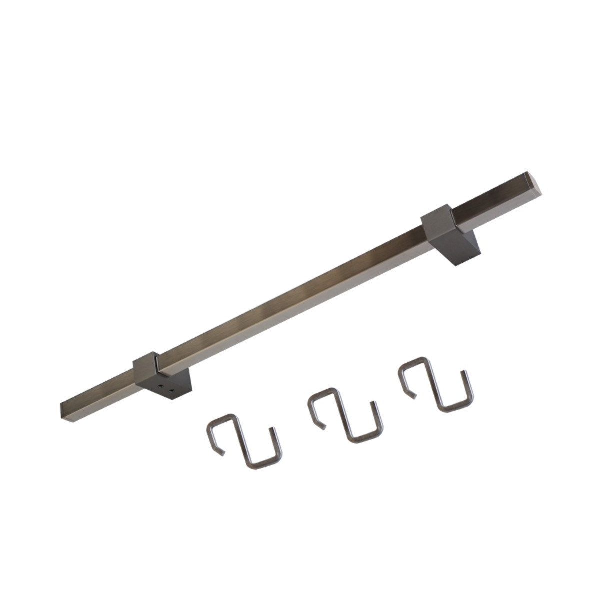 Kit barre de crédence carrée avec 3 crochets - L. 60cm - finition chrome