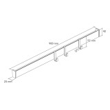 Kit barre de crédence avec 3 crochets - l. 23 x L. 900 x H. 42mm - finition aluminium brossé
