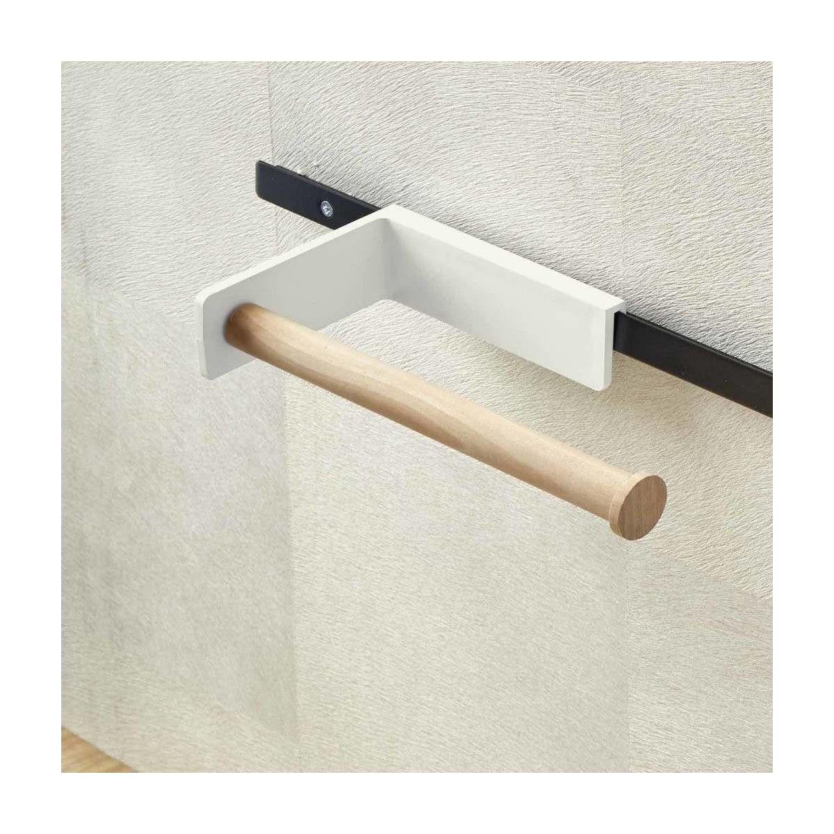 Porte-rouleau en bois pour barre de crédence HANDY - L.245mm-l.124mm, bois 25x236mm - finition blanc