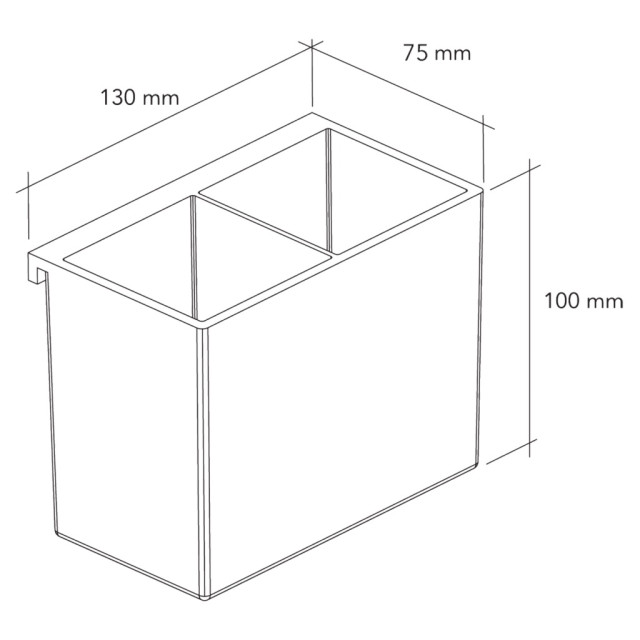 Bac porte-couverts en ABS laqué pour barre de crédence HANDY - 13 x 10 x 7,5cm - finition noir
