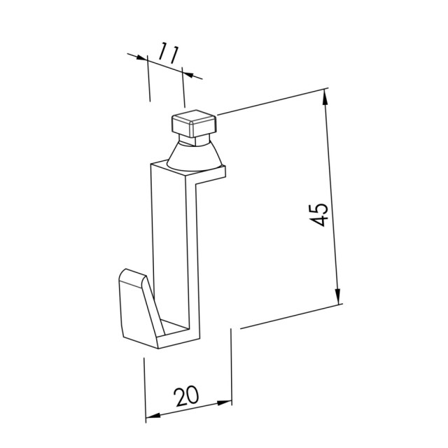 Kit de 3 crochets pour les mains courantes T1211, T1221 et T1231 - finition noir mat