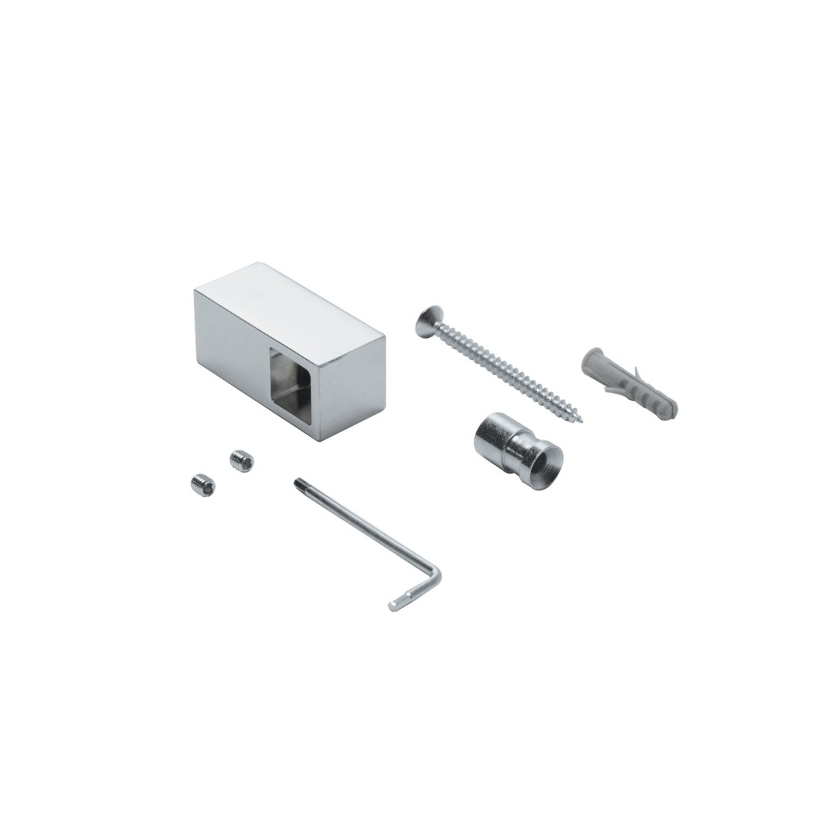 Support pour barre de crédence carrée - références D1300, D1305, D1310 et D1320 - finition chrome