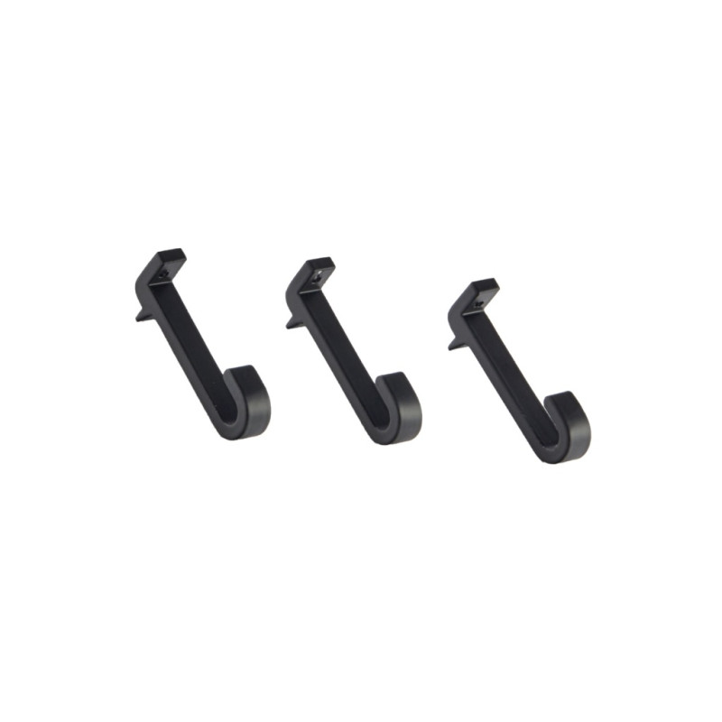Lot de 3 crochets pour barre de crédence T1500 - largeur 1cm - finition noir mat