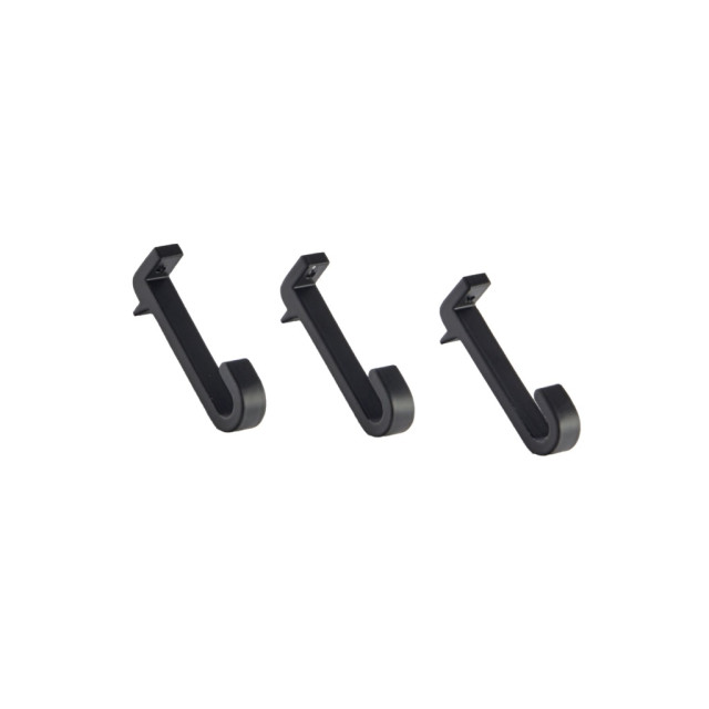 Lot de 3 crochets pour barre de crédence T1500 - largeur 1cm - finition noir mat