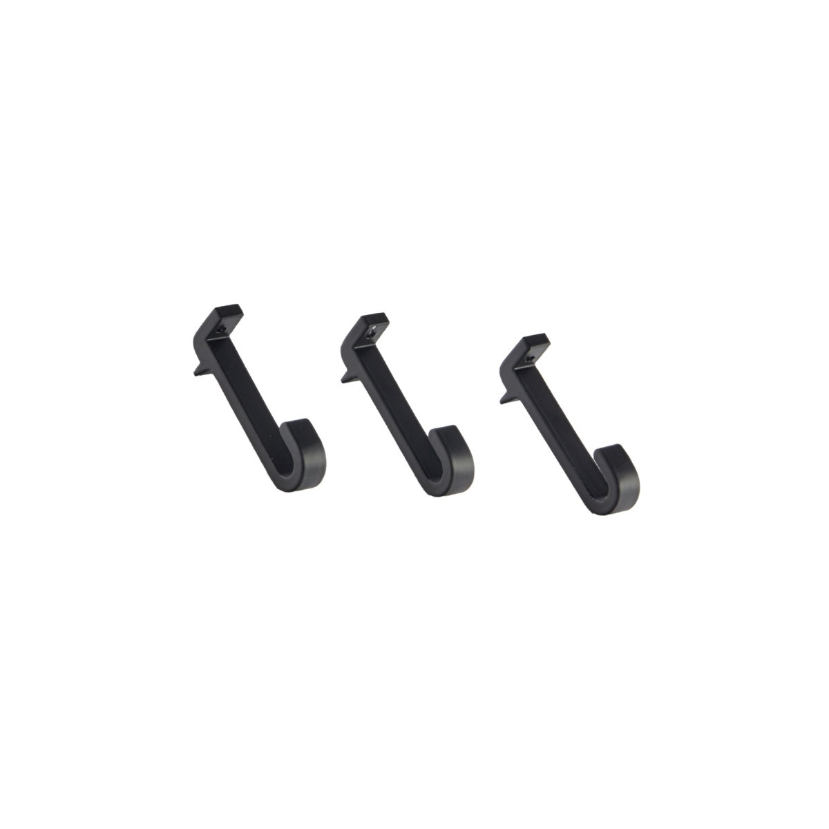 Lot de 3 crochets pour barre de crédence T1500 - largeur 1cm - finition noir mat
