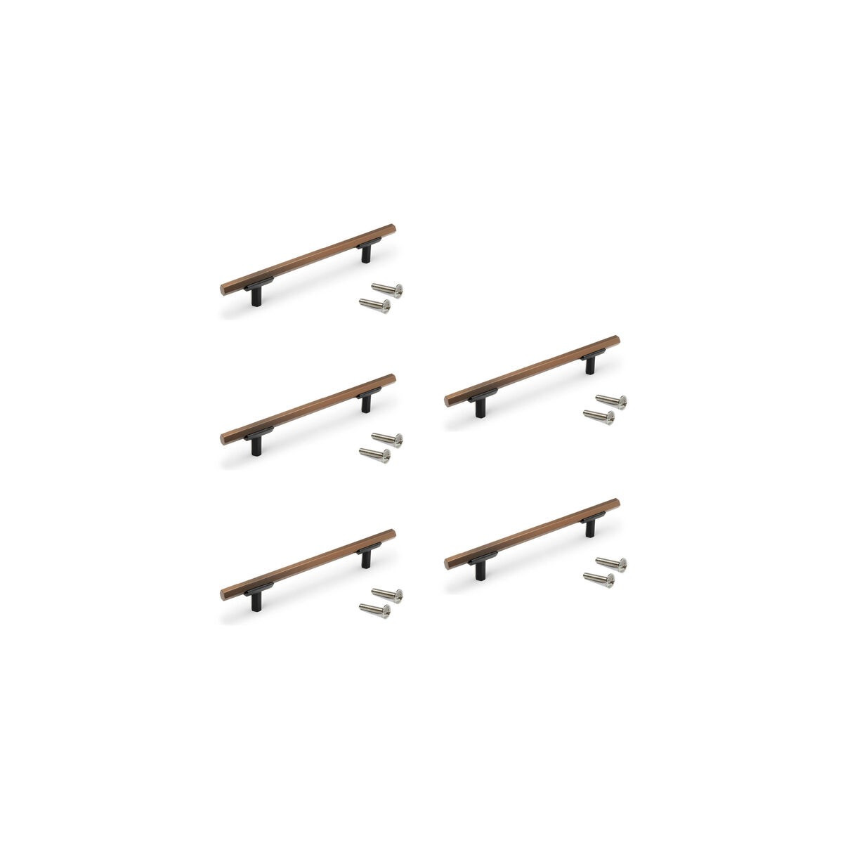 Lot de 5 poignées pour meubles Riad, L168mm, entraxe 128mm, Aluminium, Bronze
