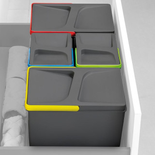 Kit poubelle Recycle avec base 36L 4 bacs pour caisson de 800 mm