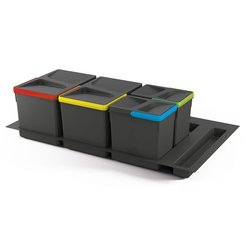 Kit poubelle Recycle avec base 36L 4 bacs pour caisson de 900 mm