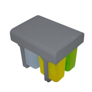 Poubelle pour meuble de 400mm composée de 3 seaux - l.355 x P. 470 x H. 360mm - ouverture manuelle