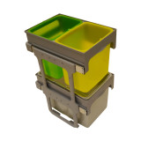 Poubelle pour meuble de 400mm composée de 3 seaux - l. 340 x P. 485 x H. 670mm - ouverture manuelle