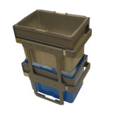 Poubelle pour meuble de 400mm composée de 2 seaux : 2 x 34L (gris et bleu) - l. 340 x P. 485 x H. 670mm - ouverture manuelle