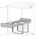 Poubelle pour meuble de 450mm composée de 2 seaux : 2 x 26L - l.356 x P. 480 x H. 580mm - ouverture manuelle