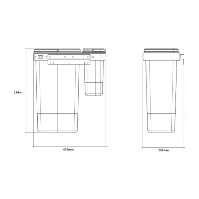 Poubelle sous evier 33L pour meuble de 300mm- Gris orion