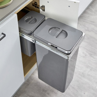 Poubelle sous evier 33L pour meuble de 300mm- Gris orion