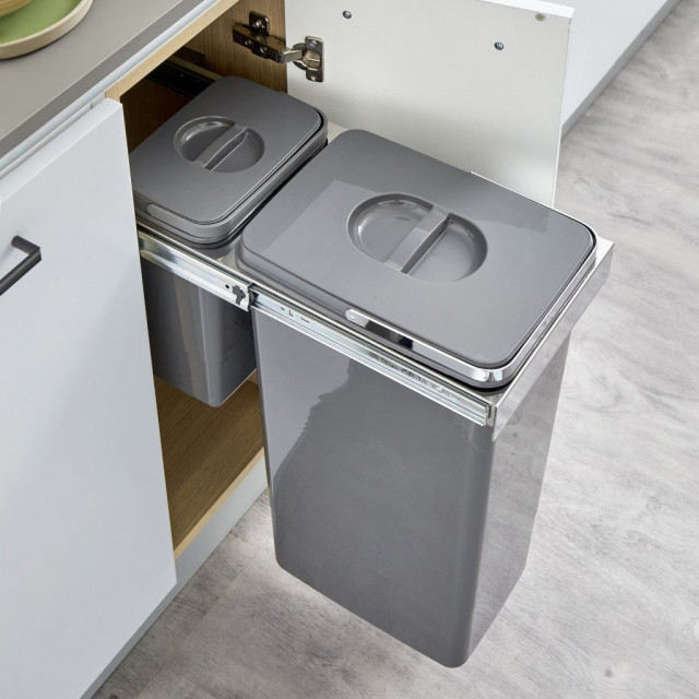 Poubelle sous evier 33L pour meuble de 300mm- Gris orion