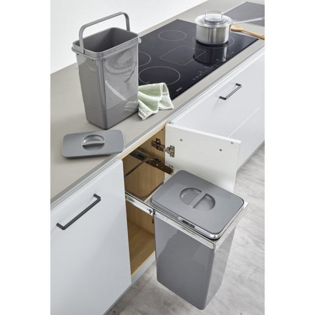 Poubelle sous evier 33L pour meuble de 300mm- Gris orion