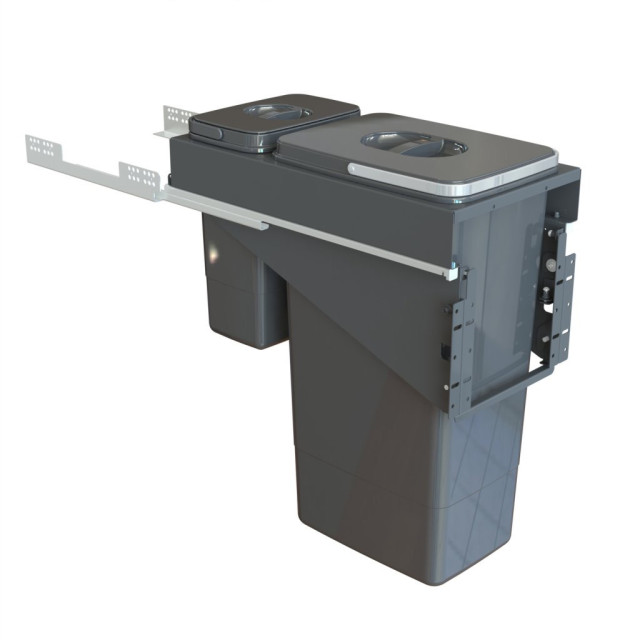 Poubelle pour meuble de 300mm composé d'1 seau de 26L et 1 seau de 7L-Finition gris orion